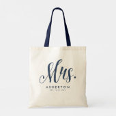 Mrs. script navy blauer frisch verheiratete Braut Tragetasche (Rückseite)