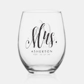 Mrs. script personalisierte Braut Weinglas Ohne Stiel (Rückseite)