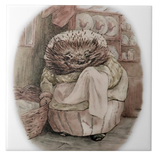 "Mrs Tiggy-Winkle the Igel" von Beatrix Potter Fliese (Vorderseite)