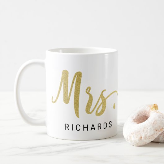 MRS. Typografie Glitzer IMITATS GOLD Kaffeetasse (Mit Donut)
