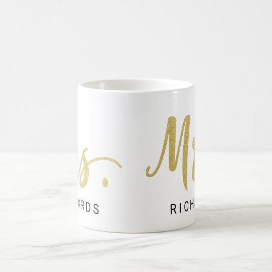 MRS. Typografie Glitzer IMITATS GOLD Kaffeetasse (Mittel)
