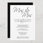 Mrs. und Mrs. Elegant Text Lesbian Wedding Einladung (Vorne/Hinten)