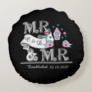 Mrs. und Mrs. Personalisiert Gay Wedding Gift Rundes Kissen