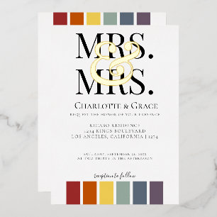 Mrs. und Mrs. Rainbow Gay Elegant Wedding Folieneinladung
