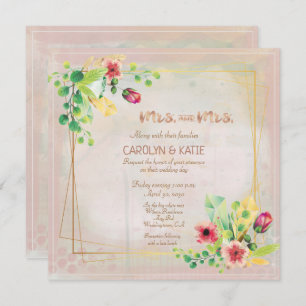 Mrs. und Mrs. Spring Watercolor Gold Geometric
