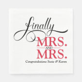 Mrs. und Mrs. Wedding Cocktail Serviette (Vorderseite)