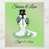 Mrs. und Mrs. Wedding Personalisiert Green Weinetikett (Einzelnes Label)