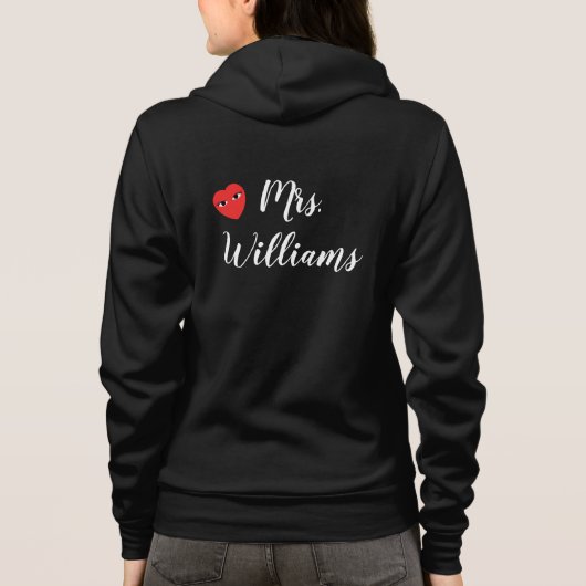 Mrs. Wifey Hoody mit Red Heart in schwarz (Rückseite)