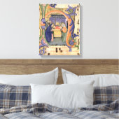 Ms 571 f.6r Historiated initial 'H' depicting the Leinwanddruck (Insitu (Schlafzimmer))