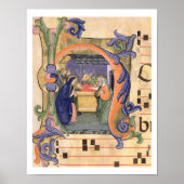 Ms 571 f.6r Historiated initial 'H' depicting the Poster (Vorne)