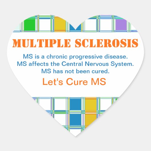 MS Awareness heart Stickers for Multiple Sklerose (Vorderseite)