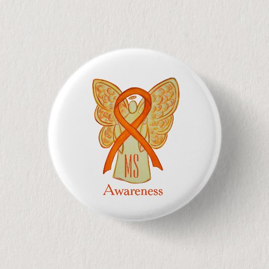 MS Awareness Ribbon Orange Angel Custom Buttons (Vorderseite)