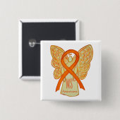 MS Awareness Ribbon Orange Angel Custom Buttons (Vorne & Hinten)