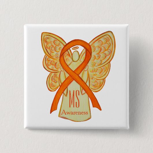 MS Awareness Ribbon Orange Angel Custom Buttons (Vorderseite)