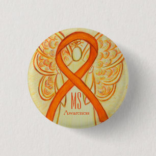 MS Awareness Ribbon Orange Angel Custom Buttons