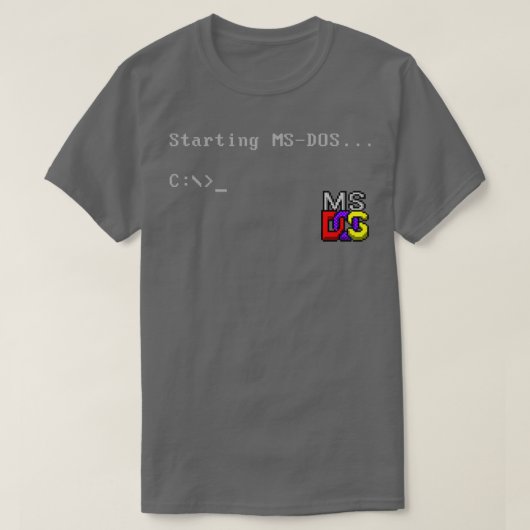 MS DOS-Eingabeaufforderung Retro-Computer-Nerd-Nos T-Shirt (Design vorne)