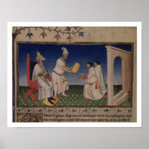 Ms Fr 2810 f.3v Kublai Khan (1214-94) giving his g Poster