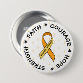 MS Multiple Sklerose ORANGE Ribbon Button (Vorne & Hinten)