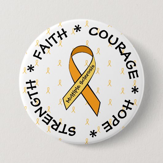 MS Multiple Sklerose ORANGE Ribbon Button (Vorderseite)