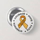 MS Multiple Sklerose ORANGE Ribbon Button (Vorne & Hinten)