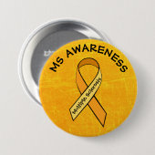 MS Multiple Sklerose ORANGE Ribbon Button (Vorne & Hinten)