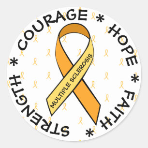 MS Multiple Sklerose ORANGE Ribbon Sticker