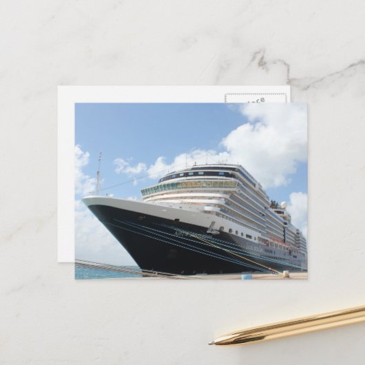 MS Nieuw Amsterdam Kreuzfahrtschiff auf Aruba Postkarte (Vorderseite/Rückseite Beispiel)