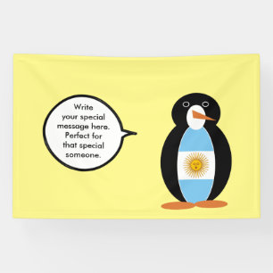Ms Penguin spricht argentinische Flagge Banner