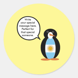 Ms Penguin spricht Argentinische Flagge Runder Aufkleber