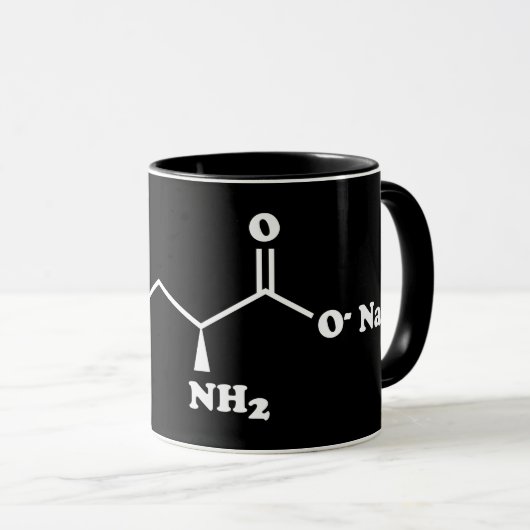 MSG MonoNatrium Glutamate Molecule Chemische Forme Tasse (VorderseiteRechts)