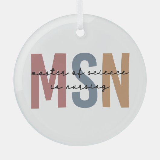 MSN Master of Science in Nursing Abschluss Ornament Aus Glas (Vorderseite)