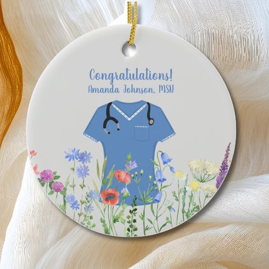MSN Nurse Blue Scrubs Keramik Ornament