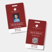 MSN RN FNP Student Nurse Red Foto QR Code Ausweis (Vorder- & Rückseite)