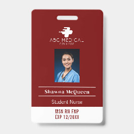 MSN RN FNP Student Nurse Red Foto QR Code Ausweis