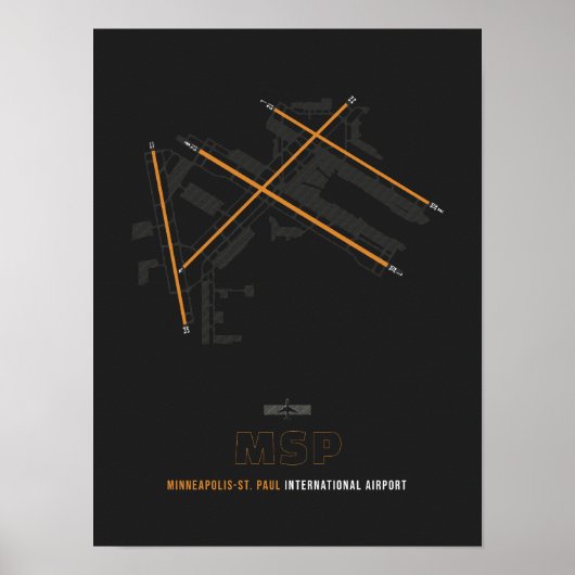MSP - Minneapolis-St. Paul Airport Runway Diagramm Poster (Vorne)