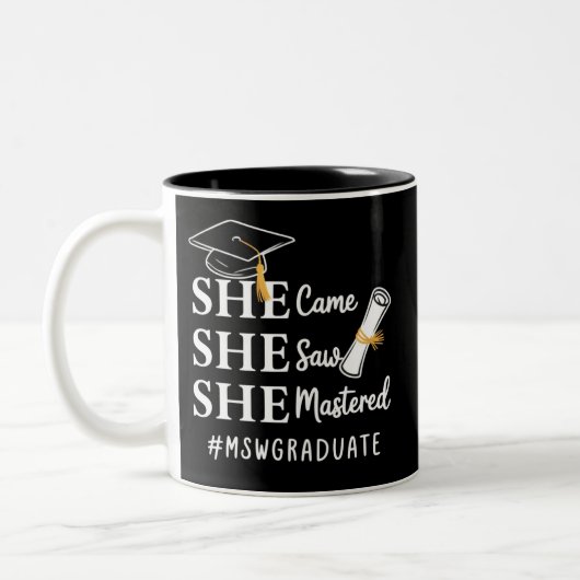 MSW Master-Abschluss Master of Social Work Absolve Zweifarbige Tasse (Links)