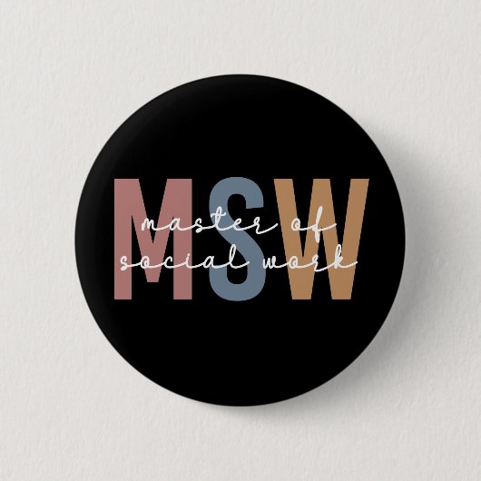 MSW Master of Social Work Retro Abschluss Button (Vorderseite)