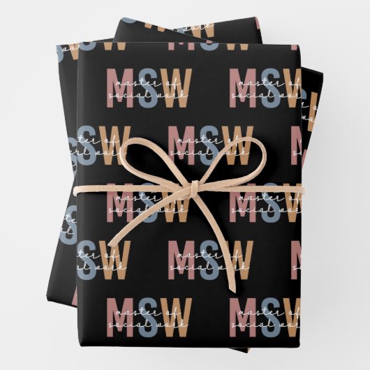 MSW Master of Social Work Retro Abschluss Geschenkpapier Set (Beispiel)