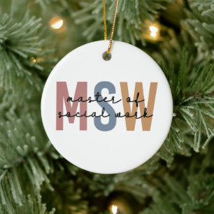 MSW Master of Social Work Retro Abschluss Keramik Ornament