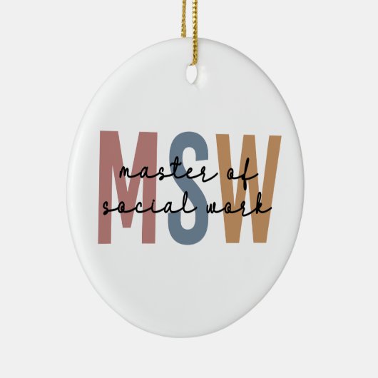 MSW Master of Social Work Retro Abschluss Keramik Ornament (Rechts)