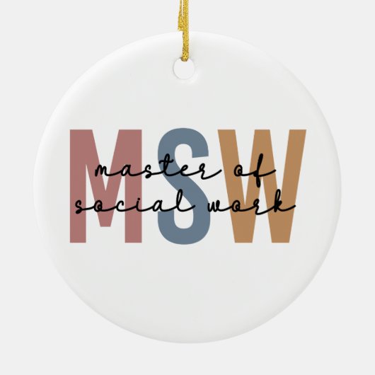 MSW Master of Social Work Retro Abschluss Keramik Ornament (Hinten)