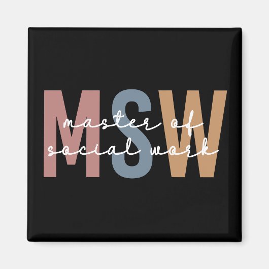 MSW Master of Social Work Retro Abschluss Magnet (Vorne)