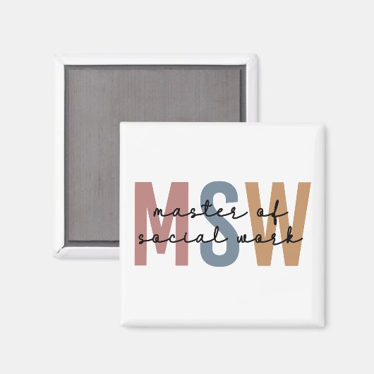 MSW Master of Social Work Retro Abschluss Magnet (Vorderseite/Rückseite)