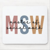 MSW Master of Social Work Retro Abschluss Mousepad (Vorne)