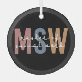 MSW Master of Social Work Retro Abschluss Ornament Aus Glas (Vorderseite)