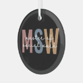 MSW Master of Social Work Retro Abschluss Ornament Aus Glas (Vorderseite links)