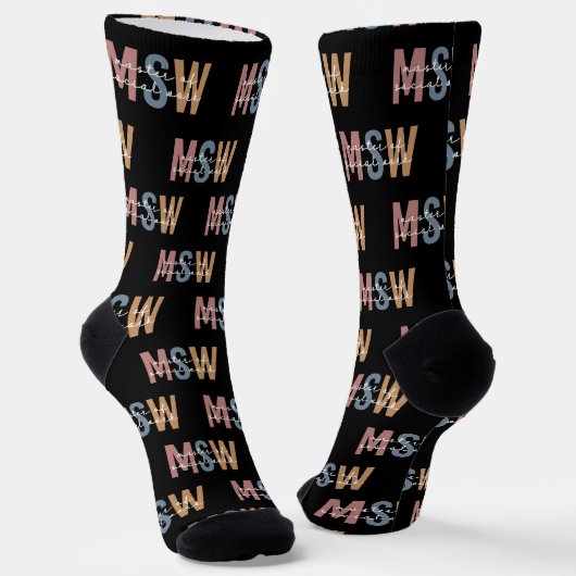 MSW Master of Social Work Retro Abschluss Socken (Gewinkelt)