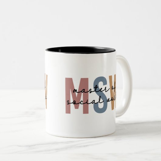 MSW Master of Social Work Retro Abschluss Zweifarbige Tasse (VorderseiteRechts)