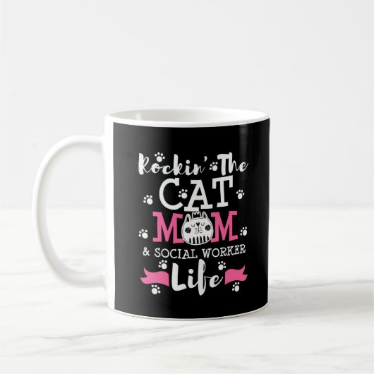 MSW Social Work Cat Mama Abschluss Geschenk Kaffeetasse (Links)