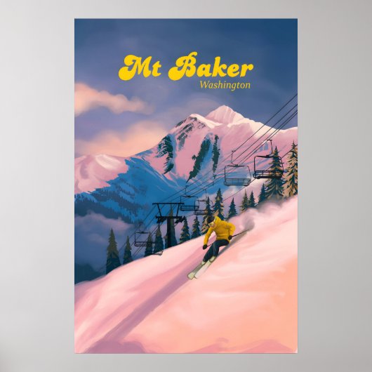 Mt Baker Skigebiet Reiseplakat Poster (Vorne)